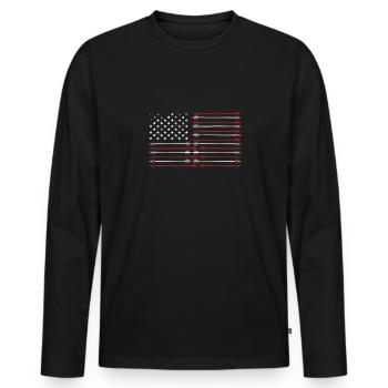 Arrows on a U.S. flag - Men's Premium Organic Long Sleeve Shirt - black - Front - Nico (187cm)