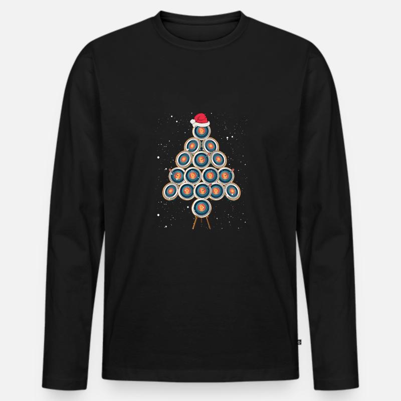 Bogenschießscheibe Als Weihnachtsbaum - Männer Premium Bio Langarmshirt - Schwarz