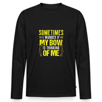 I wonder if my bow to me - Men's Premium Organic Long Sleeve Shirt - black - Front - Nico (187cm)