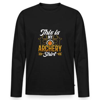 Voici ma chemise de tir à l’arc - T-shirt manches longues Premium bio Homme - noir - Devant - Nico (187cm)