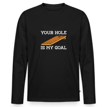 Trou dans le panneau de bois - T-shirt manches longues Premium bio Homme - noir - Devant - Nico (187cm)