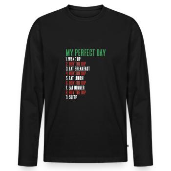 Ma journée crypto parfaite - T-shirt manches longues Premium bio Homme - noir - Devant - Nico (187cm)