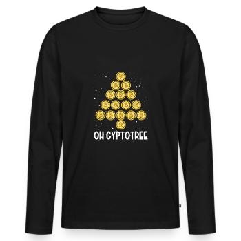 Arbre de Noël Bitcoin - T-shirt manches longues Premium bio Homme - noir - Devant - Nico (187cm)