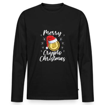 Joyeux Noël Bitcoin - T-shirt manches longues Premium bio Homme - noir - Devant - Nico (187cm)