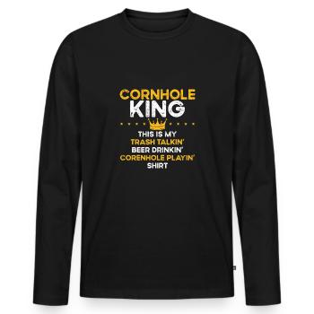 Cornhole King Müll Reden - Männer Premium Bio Langarmshirt - Schwarz - Vorne - Nico (187cm)