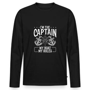 Mon bateau, mes règles - T-shirt manches longues Premium bio Homme - noir - Devant - Nico (187cm)
