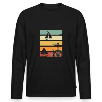 Sailor Sunset Rétro - T-shirt manches longues Premium bio Homme - noir - Devant - Nico (187cm)