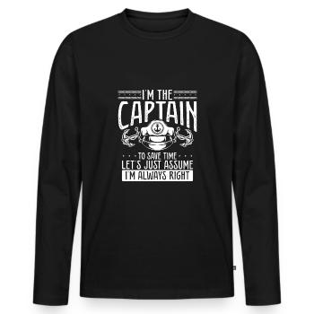 Nehmen Wir Einfach An, Ich Habe Immer - Männer Premium Bio Langarmshirt - Schwarz - Vorne - Nico (187cm)