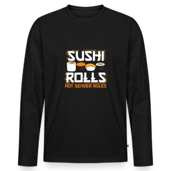 Rouleaux de sushis, Pas de rôles de genre - T-shirt manches longues Premium bio Homme - noir - Devant - Nico (187cm)