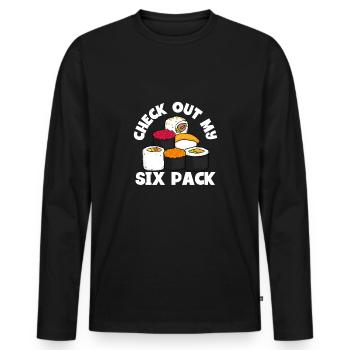 Découvrez mon sixpack de sushis - T-shirt manches longues Premium bio Homme - noir - Devant - Nico (187cm)