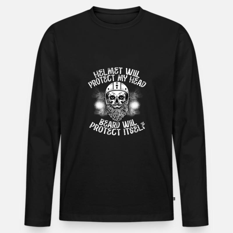 Motorradhelm Bart - Männer Premium Bio Langarmshirt - Schwarz