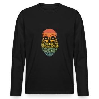 Bärtiger Mann Sonnenuntergang Look - Männer Premium Bio Langarmshirt - Schwarz - Vorne - Nico (187cm)