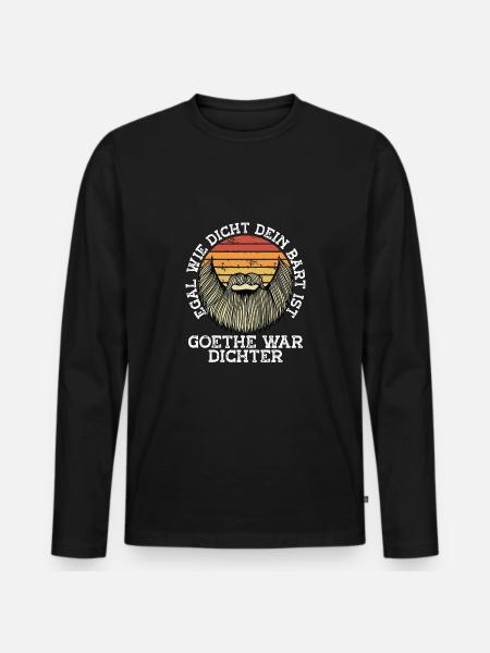 Dichter Bart Goethe war Dichter - Männer Premium Bio Langarmshirt - Schwarz