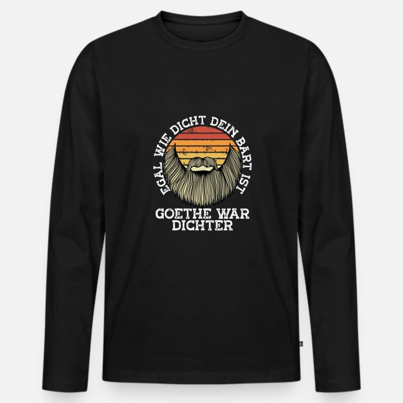 Dichter Bart Goethe war Dichter - Männer Premium Bio Langarmshirt - Schwarz