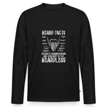 Faits sur la barbe pour imberbe - T-shirt manches longues Premium bio Homme - noir - Devant - Nico (187cm)