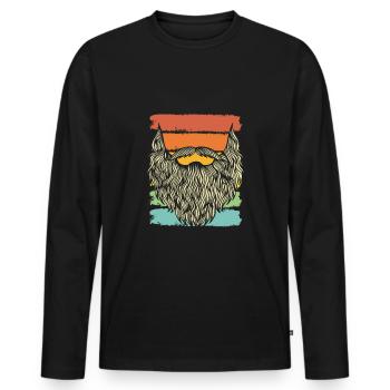 Barbe avec optique colorée - T-shirt manches longues Premium bio Homme - noir - Devant - Nico (187cm)