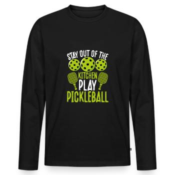 Stay out of the kitchen and - Men's Premium Organic Long Sleeve Shirt - black - Front - Nico (187cm)