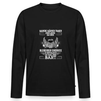 Anzug Oder Bart - Männer Premium Bio Langarmshirt - Schwarz - Vorne - Nico (187cm)