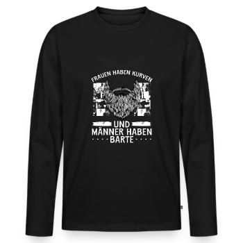 Männer Haben Bärte - Männer Premium Bio Langarmshirt - Schwarz - Vorne - Nico (187cm)
