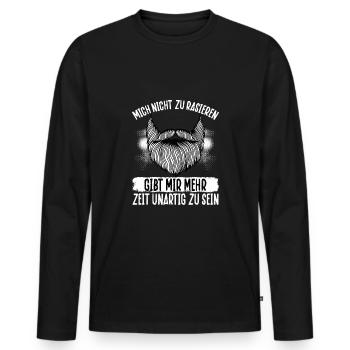 Nicht Rasieren, Gib Mir Mehr Zeit - Männer Premium Bio Langarmshirt - Schwarz - Vorne - Nico (187cm)