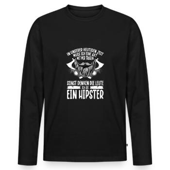 Ich Bin Kein Hipster - Männer Premium Bio Langarmshirt - Schwarz - Vorne - Nico (187cm)