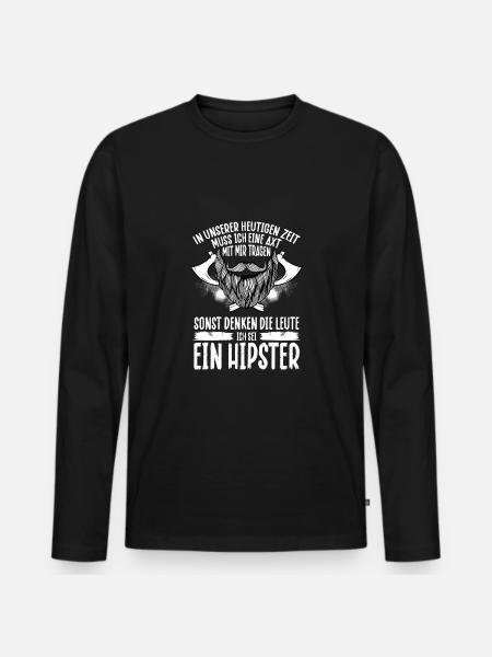 Ich Bin Kein Hipster - Männer Premium Bio Langarmshirt - Schwarz
