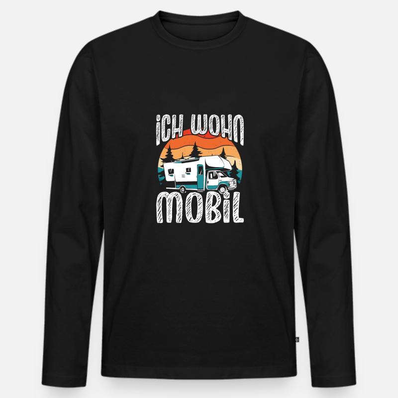 Ich wohn Mobil - Männer Premium Bio Langarmshirt - Schwarz