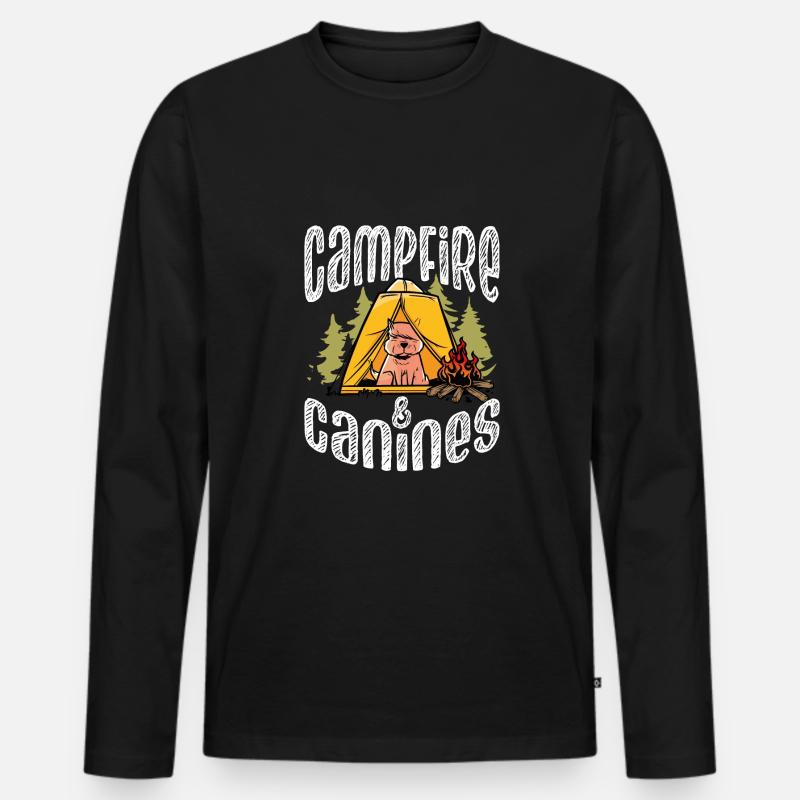 Lagerfeuer Und Eckzähne - Männer Premium Bio Langarmshirt - Schwarz