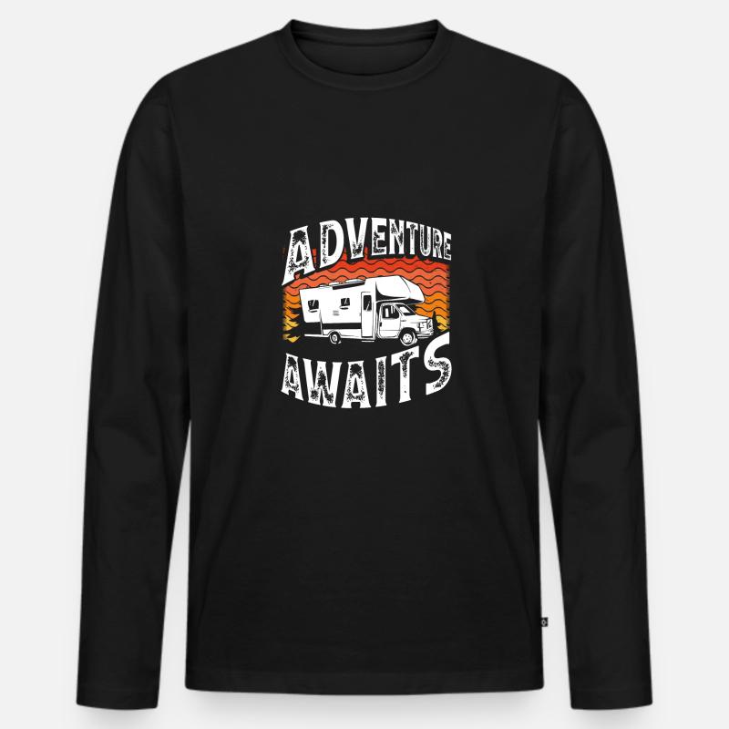 Abenteuer Erwartet Sie - Männer Premium Bio Langarmshirt - Schwarz