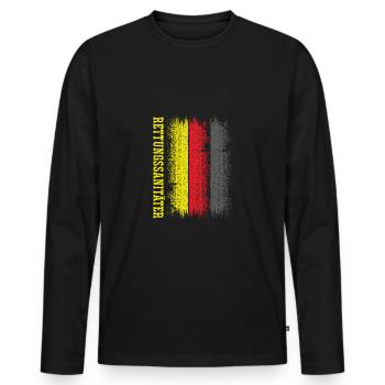 Deutscher Rettungssanitäter - Männer Premium Bio Langarmshirt - Schwarz - Vorne - Nico (187cm)