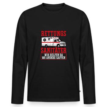 Wir Helfen, Wo Andere Gaffen - Männer Premium Bio Langarmshirt - Schwarz - Vorne - Nico (187cm)