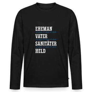 Ehemann Vater Sanitäter Held - Männer Premium Bio Langarmshirt - Schwarz - Vorne - Nico (187cm)