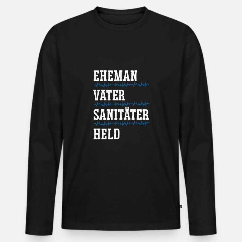 Ehemann Vater Sanitäter Held - Männer Premium Bio Langarmshirt - Schwarz