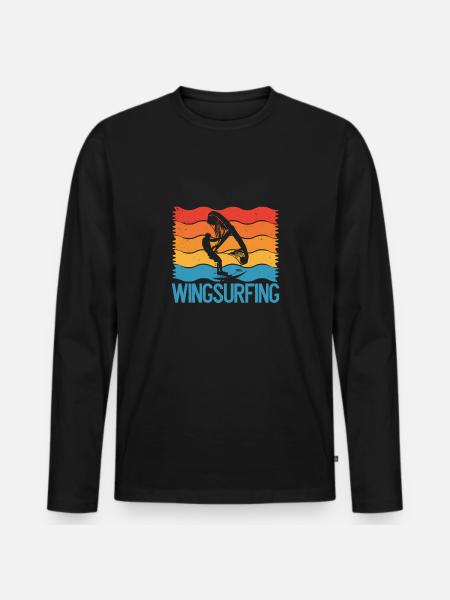 Farben-wingsurfing-mann - Men's Premium Organic Long Sleeve Shirt - black