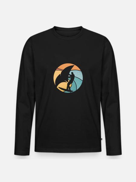 Wingsurfing on a wave - Men's Premium Organic Long Sleeve Shirt - black