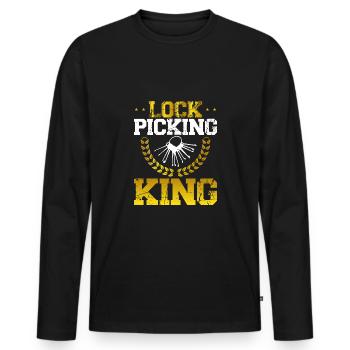 Lock-picking-king - T-shirt manches longues Premium bio Homme - noir - Devant - Nico (187cm)