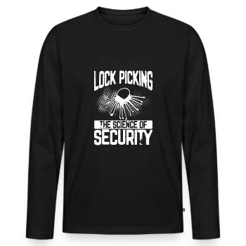 Lockpicking La science - T-shirt manches longues Premium bio Homme - noir - Devant - Nico (187cm)