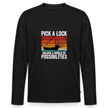 Découvrez un monde plein de - T-shirt manches longues Premium bio Homme - noir - Devant - Nico (187cm)
