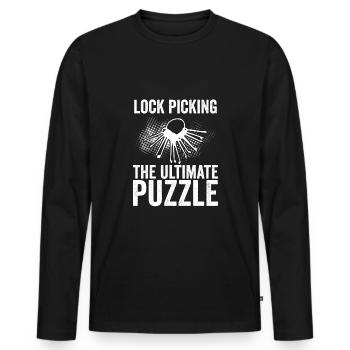 Lockpicking Le puzzle ultime - T-shirt manches longues Premium bio Homme - noir - Devant - Nico (187cm)