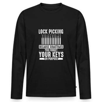 Parfois, vous oubliez vos clés - T-shirt manches longues Premium bio Homme - noir - Devant - Nico (187cm)