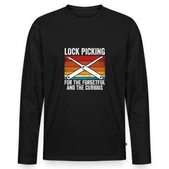 Pour les oublieux et les curieux - T-shirt manches longues Premium bio Homme - noir - Devant - Nico (187cm)