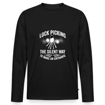 Die Stille Art, Einen Auftritt Zu Machen - Männer Premium Bio Langarmshirt - Schwarz - Vorne - Nico (187cm)