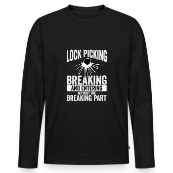Verrouiller, cueillir, entrer par effraction - T-shirt manches longues Premium bio Homme - noir - Devant - Nico (187cm)