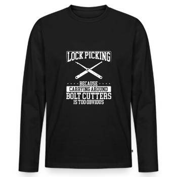 Crochetage de serrure, parce que transporter - T-shirt manches longues Premium bio Homme - noir - Devant - Nico (187cm)