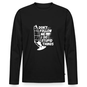 Ne me suivez pas, je fais de la planche à voile - T-shirt manches longues Premium bio Homme - noir - Devant - Nico (187cm)