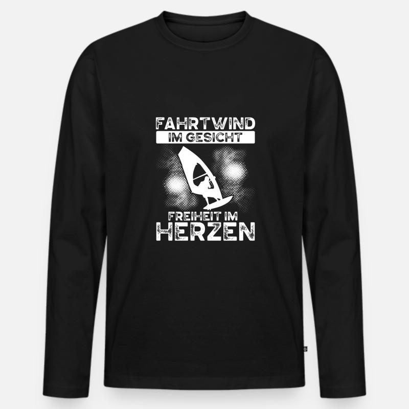 Luftstrom Im Gesicht - Männer Premium Bio Langarmshirt - Schwarz