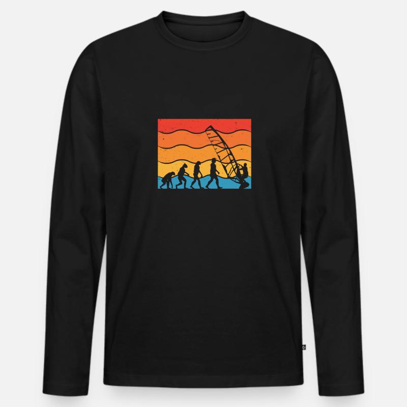 Evolution Des Windsurfers - Männer Premium Bio Langarmshirt - Schwarz