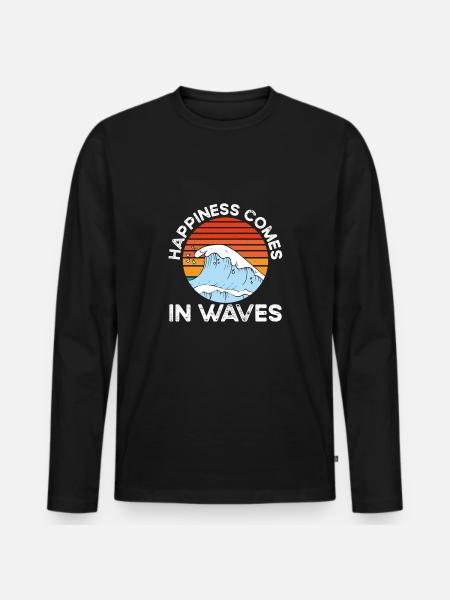 Happiness comes in waves - Men's Premium Organic Long Sleeve Shirt - black