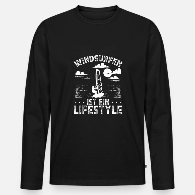 Windsurfen Ist Ein Lebensstil - Männer Premium Bio Langarmshirt - Schwarz