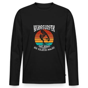 Wingsurfing Macht Mich Süchtig - Männer Premium Bio Langarmshirt - Schwarz - Vorne - Nico (187cm)